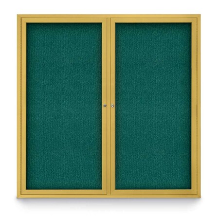 United Visual Products Sliding Door Indoor Enclosed Corkboard, 9 UV9029ACSH-SATIN-COBACC